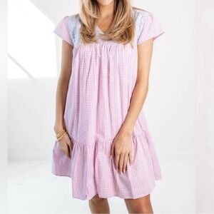 J Marie Embroidered Gingham Angelina Dress Sz M NWT